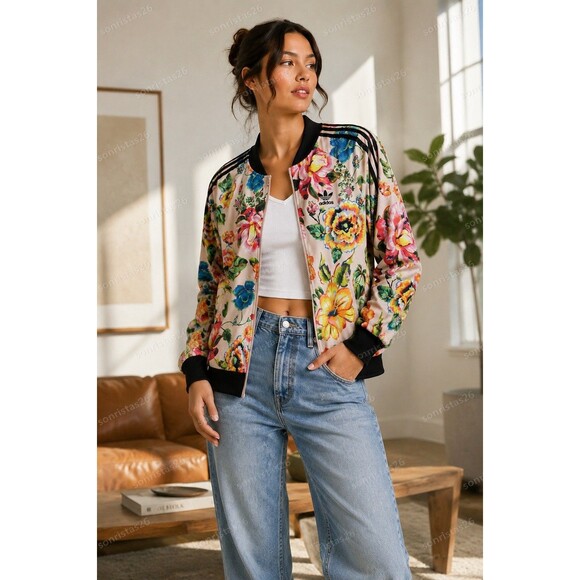 adidas Jackets & Blazers - Adidas x FARM Rio Floralita Super Star Track Jacket Tropical Floral Bomber Sz L
